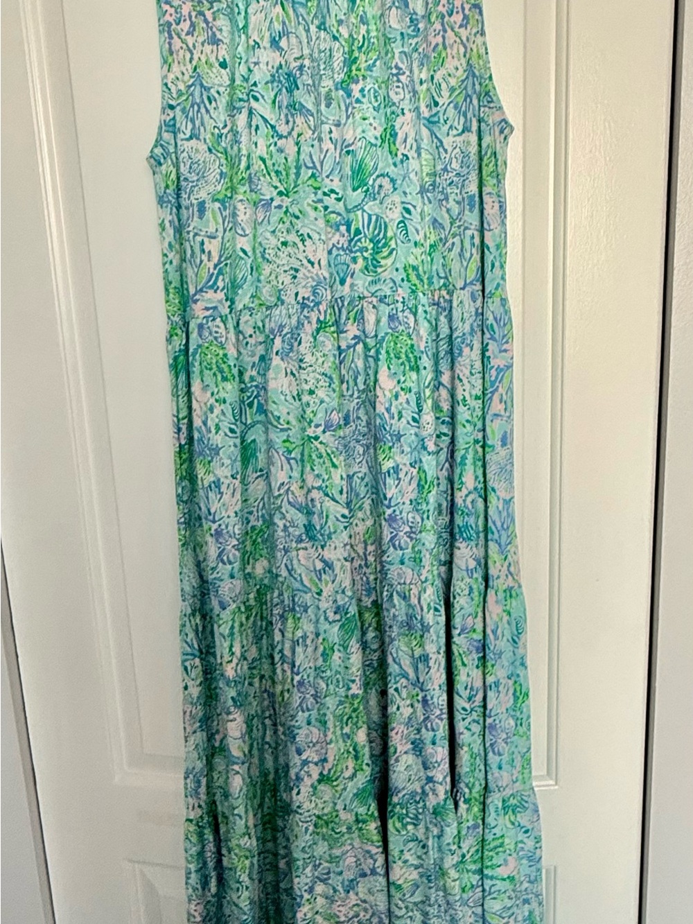 Lilly Pulitzer Malone Maxi Dress XL Blue Soleil It To Me NWT Tiered Floral - Picture 4 of 6
